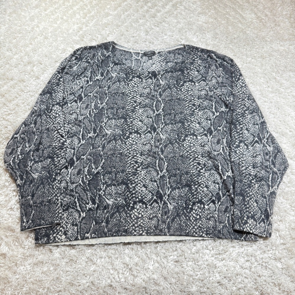 Talbots Petite XL Snakeskin Print Merino Wool Sweater Pullover Office Work